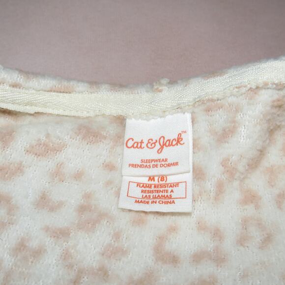 Cat & Jack Beige Leopard Print Zip Up Girls Sleep Onesie - Picture 5 of 6